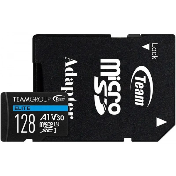 Фото - Карта памяти Team MicroSDXC 128GB UHS-I/U3 Class 10 Elite + SD-адаптер (TEAUSDX128GIV30A103)