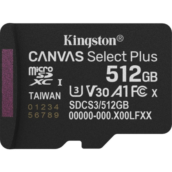 Фото - Карта памяти Kingston 512GB microSDXC Canvas Select Plus Gen3 (SDCS3/512GBSP)