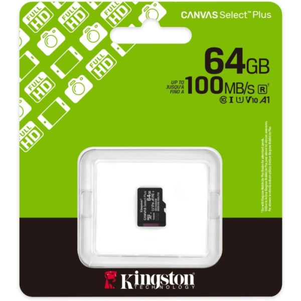 Фото - Карта памяти Kingston 64GB microSDXC Canvas Select Plus Gen3 (SDCS3/64GBSP)