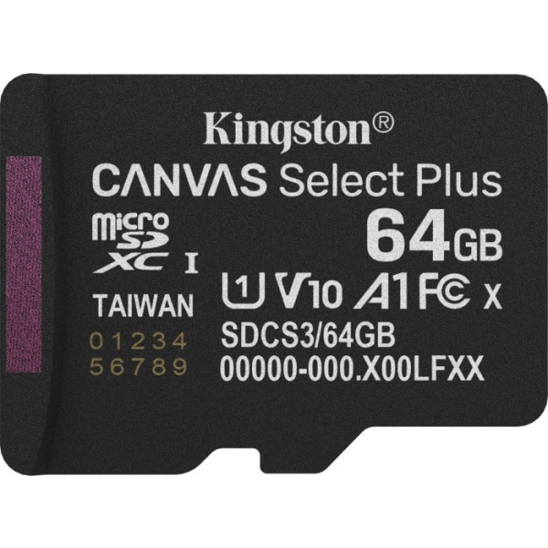 Фото - Карта памяти Kingston 64GB microSDXC Canvas Select Plus Gen3 (SDCS3/64GBSP)