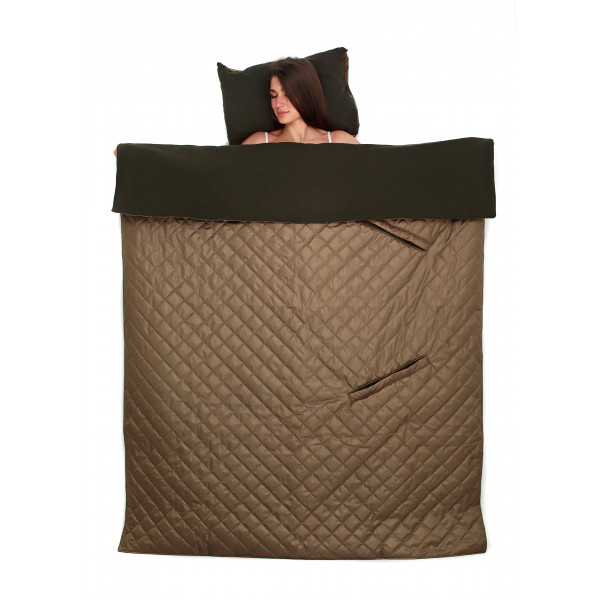 Фото - Плед полуторный Home Line 4 В 1 флис хаки (154008)