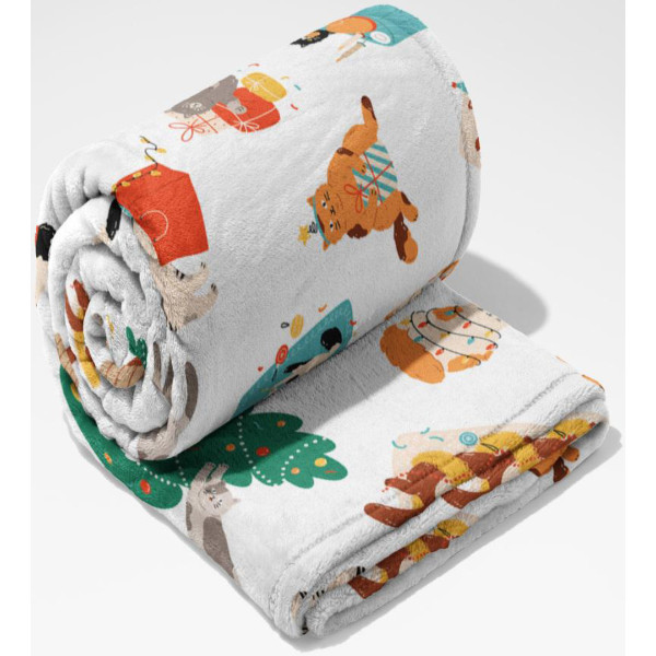 Фото - Плед двуспальный Lelit Велсофт Белый с принтом 200х220 см (1198346)