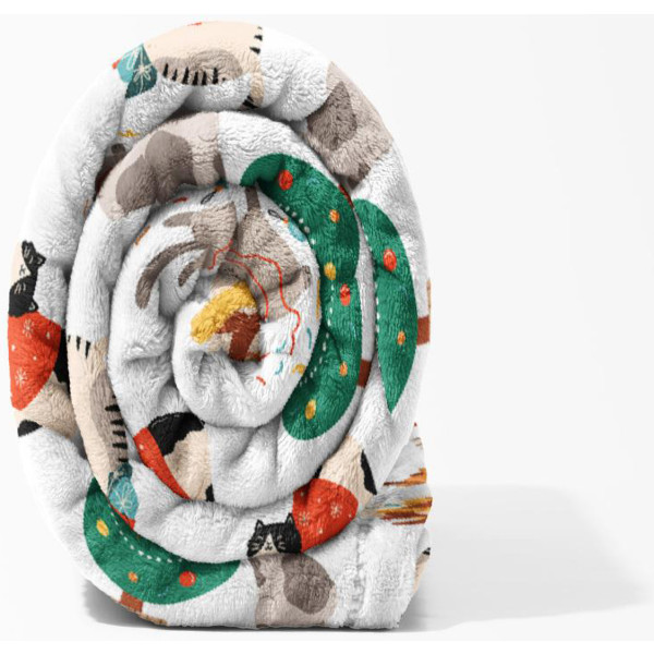 Фото - Плед двуспальный Lelit Велсофт Белый с принтом 200х220 см (1198346)