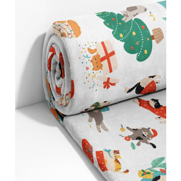 Фото - Плед двуспальный Lelit Велсофт Белый с принтом 200х220 см (1198346)