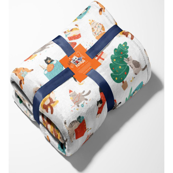 Фото - Плед двуспальный Lelit Велсофт Белый с принтом 200х220 см (1198346)