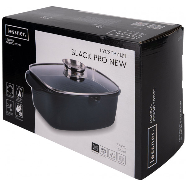 Фото - Кастрюля Lessner Black Pro New 5.6 л (55873)