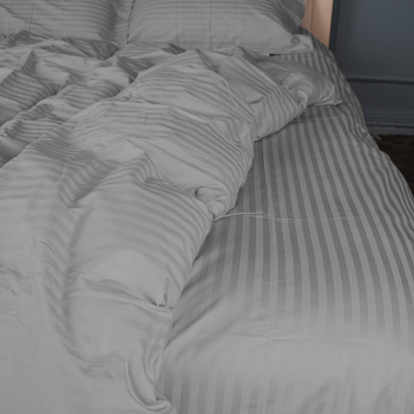 Фото - Комплект постельного белья детский MirSon Satin Stripe 30-0010 Light Gray 110х140 (2200005246146)
