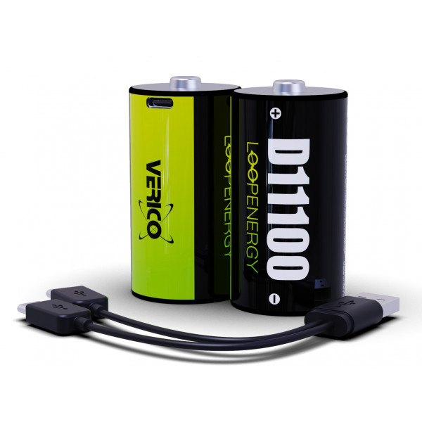 Фото - Батарейка тип D (LR-20) Verico Loop Energy D/R20 USB Type-С 7400mAh 11100mWh-1.5V Li-ion 2 шт.  (1BTOV-A5N0A2-NN)