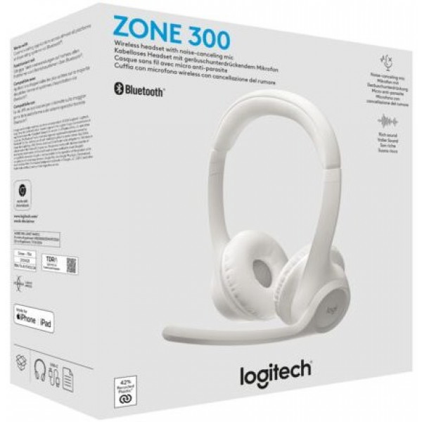 Фото - Гарнитура беспроводная Logitech Zone 300 Bluetooth Off-White (981-001417)