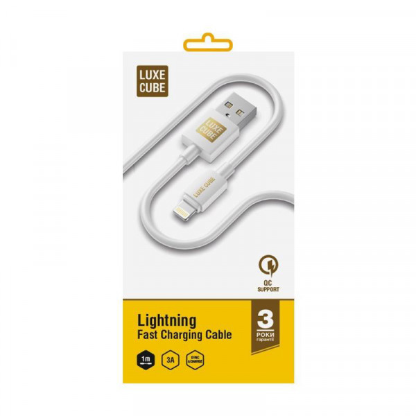 Фото - Кабель синхронизации данных Luxe Cube USB-Lightning 3А 1m White (7775557575228)