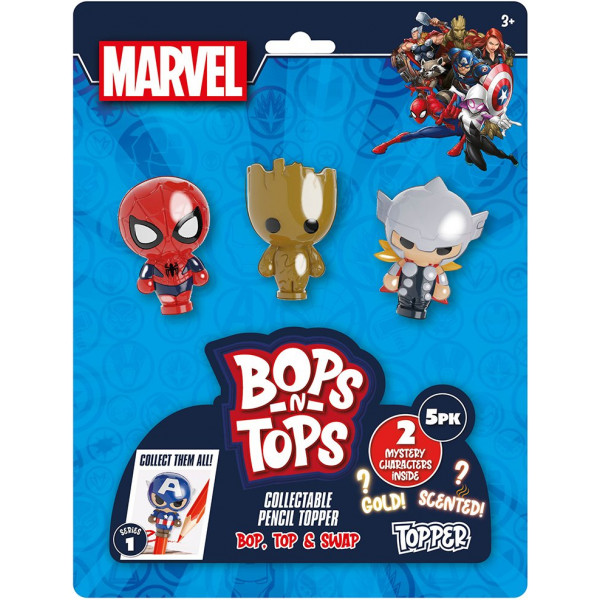 Фото - Коллекционная фигурка Sambro "Bop n Tops" – МАРВЕЛ (5 фигурок, в ассорт.)
