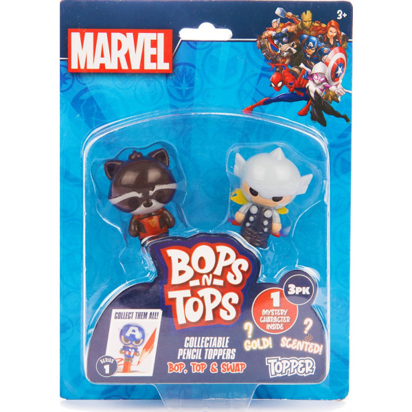 Фото - Коллекционная фигурка Sambro "Bop n Tops" – МАРВЕЛ (3 фигурки, в ассорт.) (MAR-3980-KV-FO)