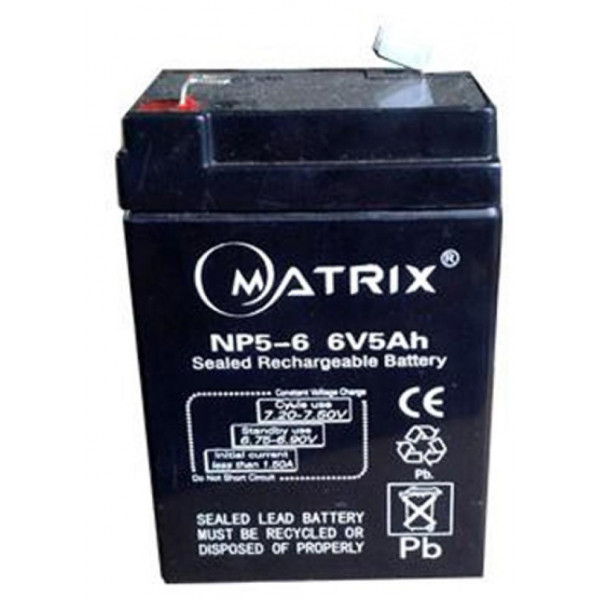 Фото - Аккумулятор для ИБП Matrix 6V 5AH (NP5-6) Фото - Аккумулятор для ИБП Matrix 6V 5AH (NP5-6)