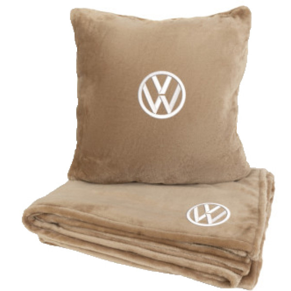 Фото - Набор плед + подушка в авто EVAtech M для Volkswagen бежевые MBLMPSMIV032