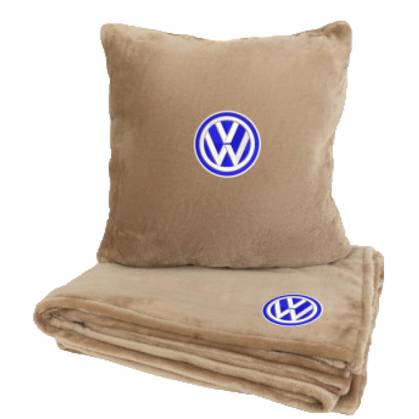 Фото - Набор плед + подушка в авто EVAtech M для Volkswagen бежевые MBLMPSMIV033