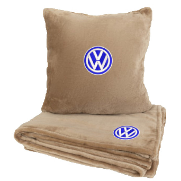 Фото - Набор плед + подушка в авто EVAtech M для Volkswagen бежевые MBLMPSMIV124