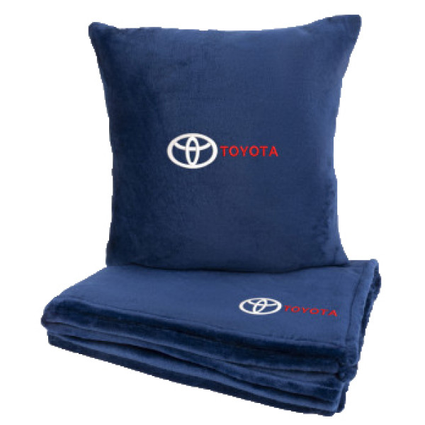 Фото - Набор плед + подушка в авто EVAtech M для Toyota синие MBLMPSMLV031