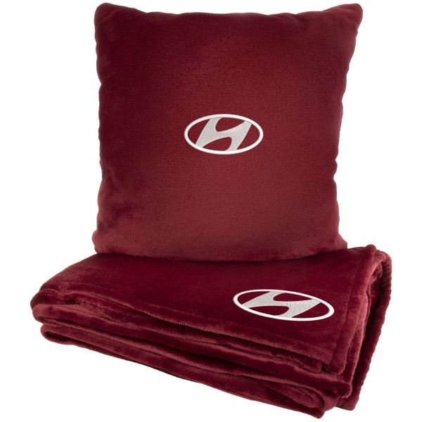 Фото - Набор плед + подушка в авто EVAtech из махры M для Hyundai красные MBLMPSMRV012
