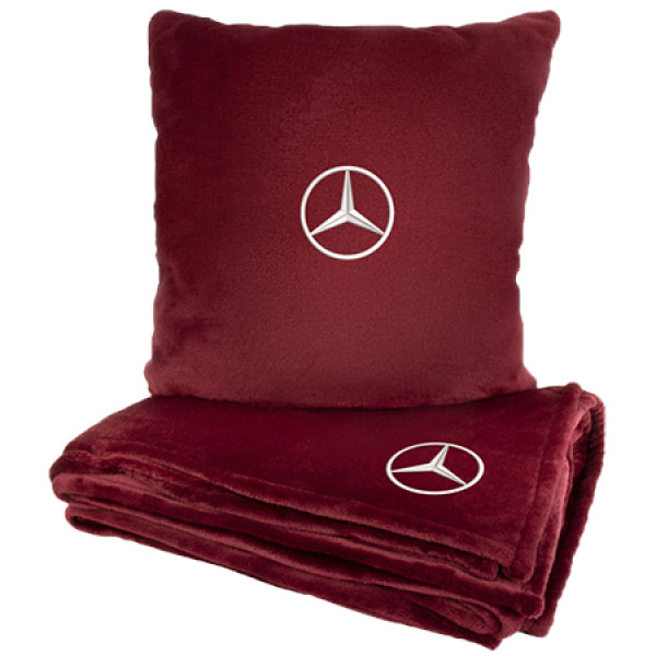 Фото - Набор плед + подушка в авто EVAtech M для Mercedes-Benz красные MBLMPSMRV016