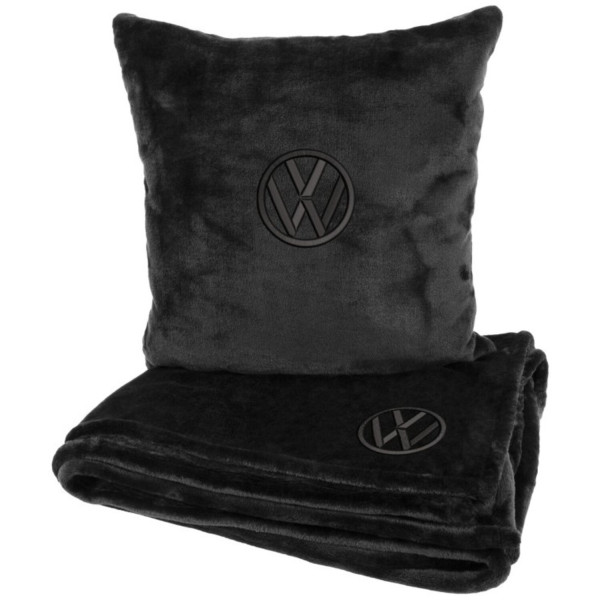 Фото - Набор плед + подушка в авто EVAtech из махры S для Volkswagen Черные (MBLMPSSBV124)