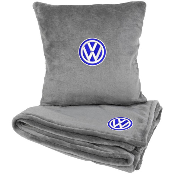 Фото - Набор плед + подушка в авто EVAtech из махры S для Volkswagen Серые (MBLMPSSGV033)