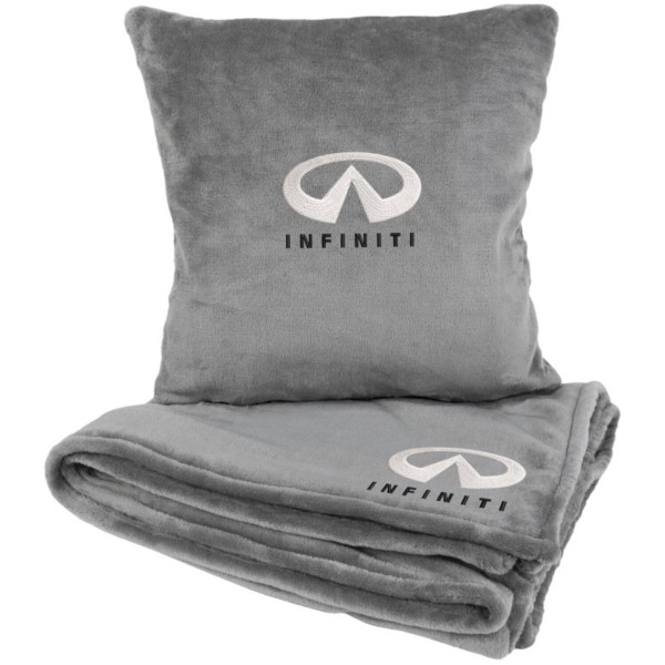 Фото - Набор плед + подушка в авто EVAtech из махры S для Infiniti Серые (MBLMPSSGV036)