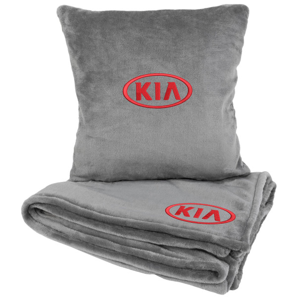 Фото - Набор плед + подушка в авто EVAtech S для Kia серые MBLMPSSGV053