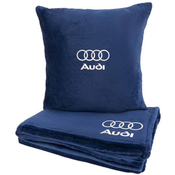 Фото - Набор плед + подушка в авто EVAtech S для Audi синие MBLMPSSLV095