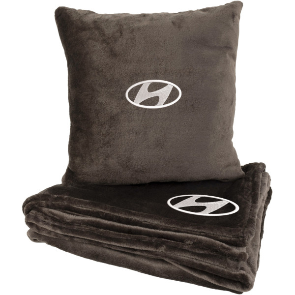 Фото - Набор плед + подушка в авто EVAtech из махры S для Hyundai коричневые (MBLMPSSZV012)