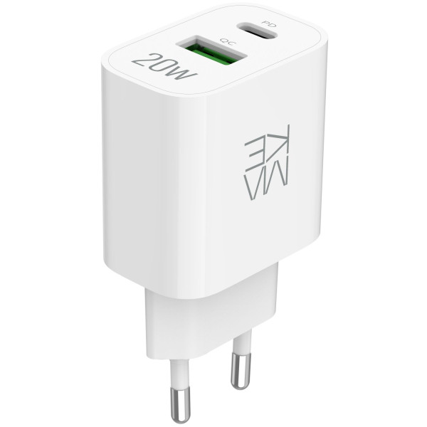 Фото - Сетевое зарядное устройство MAKE 20W PD + QC3.0 White (MCW-2021WH)