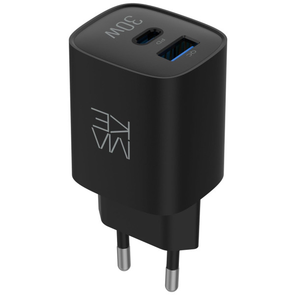 Фото - Сетевое зарядное устройство MAKE 30W GaN PD + QC3.0  Black (MCW-3021GBK)