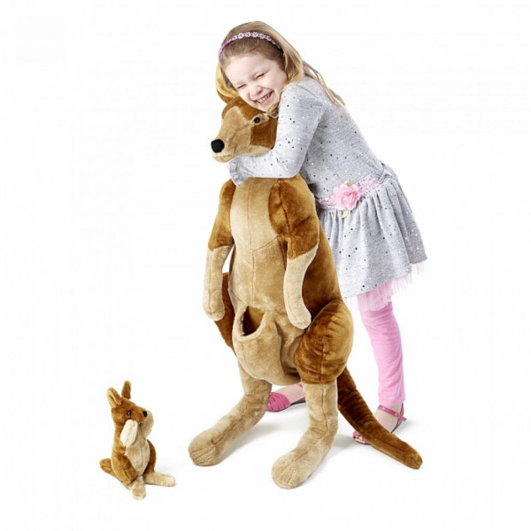 Фото - Мягкая игрушка животное Melissa&Doug Плюшевые мама и ребенок кенгуру (MD8834)