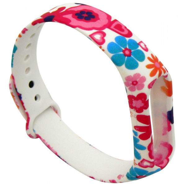 Фото - Ремешок для фитнес-браслета Molife MiBand2 Silicone Casual 16 White/Pink Flowers