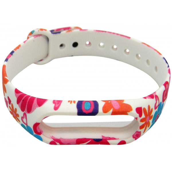 Фото - Ремешок для фитнес-браслета Molife MiBand2 Silicone Casual 16 White/Pink Flowers