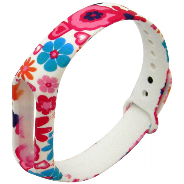 Фото - Ремешок для фитнес-браслета Molife MiBand2 Silicone Casual 16 White/Pink Flowers