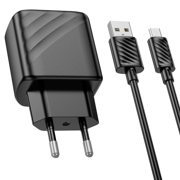 Фото - Сетевое зарядное устройство HOCO CS21A QC3.0 charger set(Micro)(EU) Black (6942007609890)