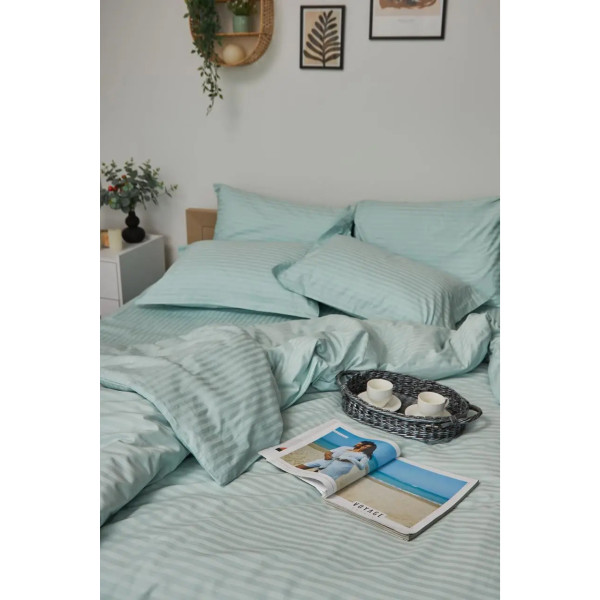 Фото - Пододеяльник двуспальный евро Moon&Star Satin Stripe Stripe Mint 200x220 см (MS-870000438)