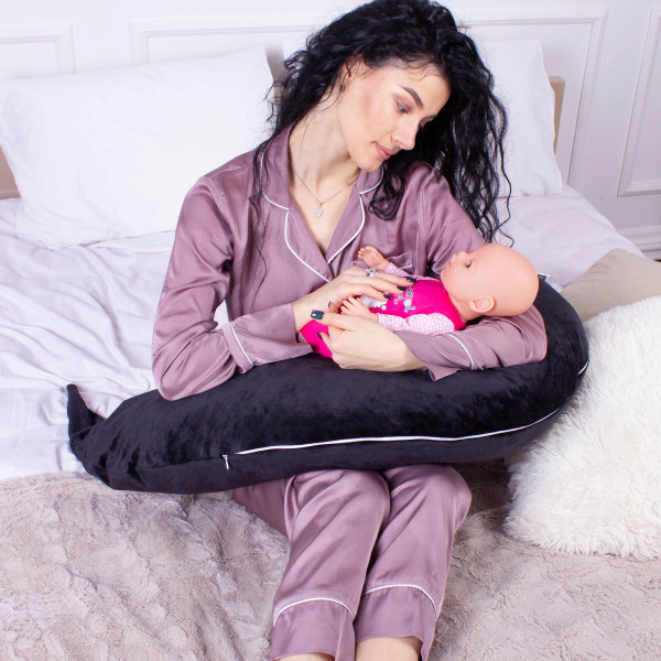 Фото - Подушка для кормления MirSon №8305 Velvet Line 28-0007 Black Велюр 30х170х20 см (2200006200307)