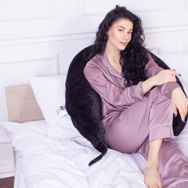 Фото - Подушка для кормления MirSon №8305 Velvet Line 28-0007 Black Велюр 30х170х20 см (2200006200307)