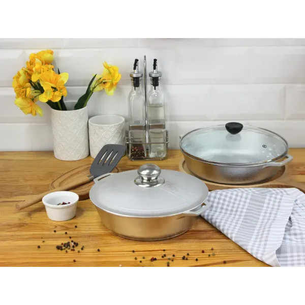 Фото - Сковорода универсальная Brizoll 5-2660-6 Monolith 260х60 мм, со стеклянной крышкой