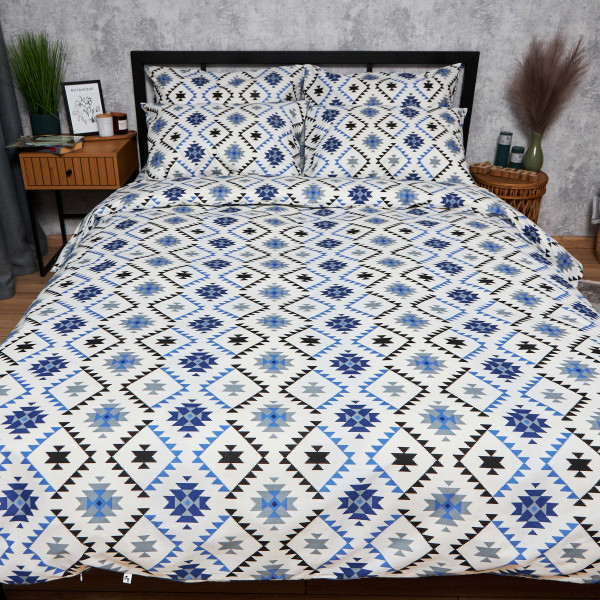 Фото - Комплект постельного белья Moon&Star Бязь Gold Люкс Blue Mosaic 160х220 +нав. 70х70 см 2 шт. (MS-890000050)