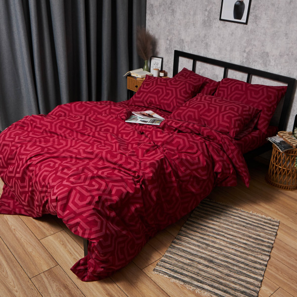 Фото - Комплект постельного белья Moon&Star Бязь Gold Люкс «Burgundy Charm» 200х220 нав. 4х50х70 (MS-820006103)