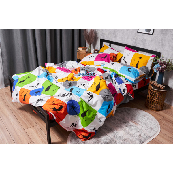 Фото - Комплект постельного белья Moon&Star Бязь Gold Люкс «Cat Brawlers» 143х210 см нав. 2х70х70 (MS-820003377)