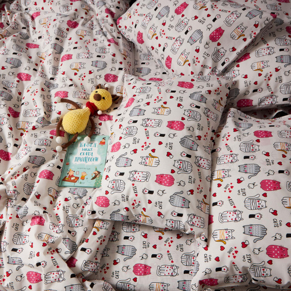 Фото - Комплект постельного белья Moon&Star Бязь Gold Люкс Cute Cats 160х220 нав. 2х40х60 (MS-820009085)