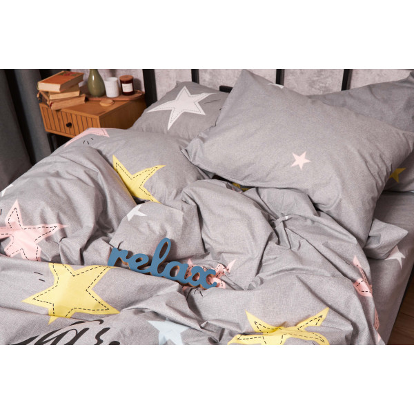 Фото - Комплект постельного белья Moon&Star Бязь Gold Люкс «Gray Stars» 160х220х2 нав. 2х70х70 (MS-820003042)