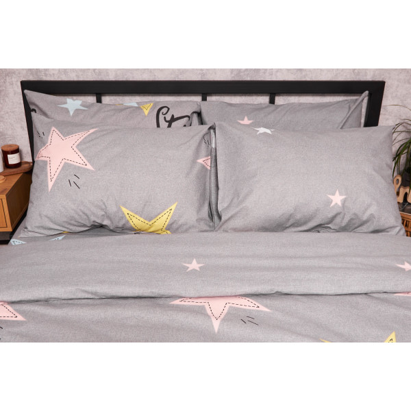 Фото - Комплект постельного белья Moon&Star Бязь Gold Люкс «Gray Stars» 160х220х2 нав. 4х50х70 (MS-820003043)