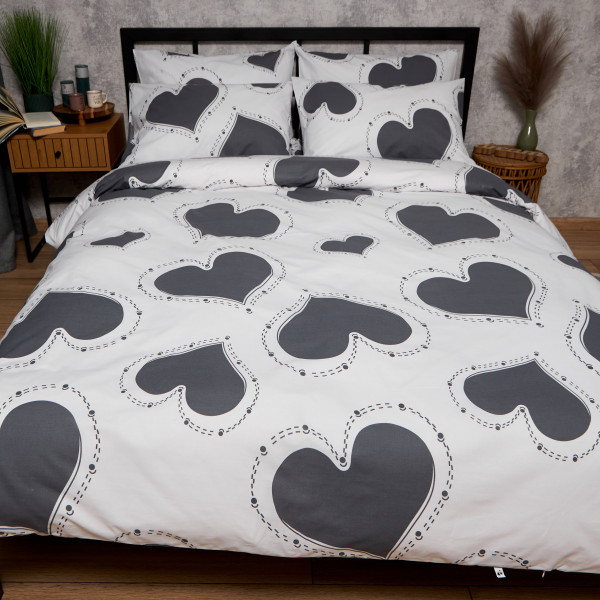 Фото - Комплект постельного белья Moon&Star Бязь Gold Люкс Grey Love 160х220х2 нав. 2х40х60 (MS-820009375)