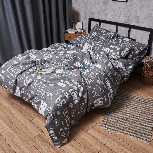 Фото - Комплект постельного белья Moon&Star Микросатин Premium Love Script 160х220 нав. 4х70х70 (MS-820007899)