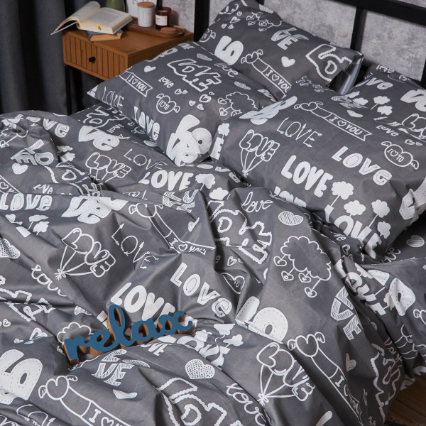 Фото - Комплект постельного белья Moon&Star Микросатин Premium Love Script 160х220 нав. 4х70х70 (MS-820007899)