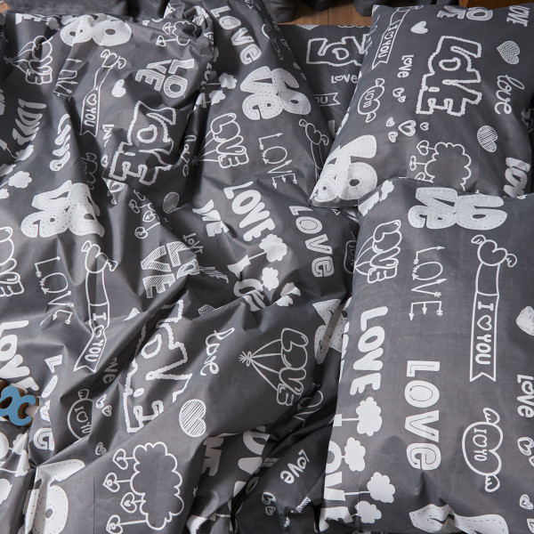 Фото - Комплект постельного белья Moon&Star Микросатин Premium Love Script 160х220 нав. 4х70х70 (MS-820007899)